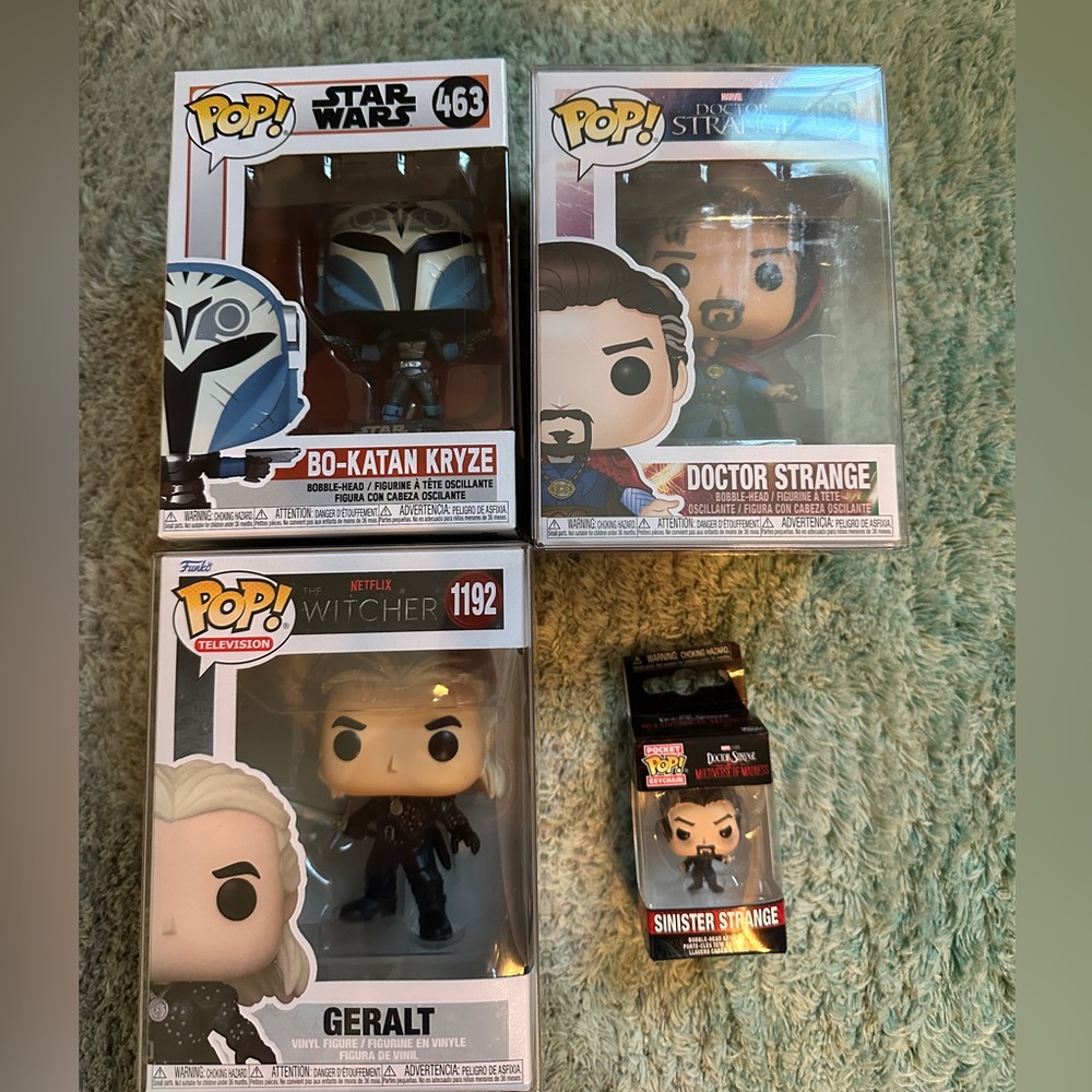 Funko Pop Vinyl Figures - Blue, Red, Black, White